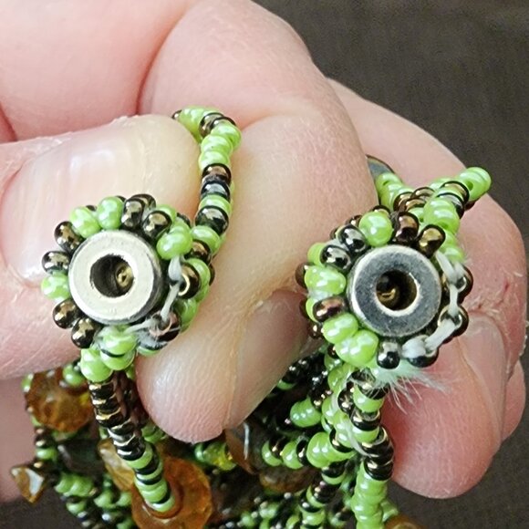 Claire's Green/Brown Multi-Strand Beaded Bohemian Style Bracelet - Picture 9 of 12